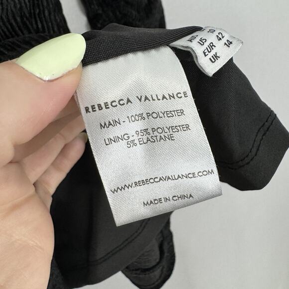 Rebecca Vallance Senna Long Sleeve Mini Dress Women 10 Black Velvet Ruched Party - Picture 13 of 15